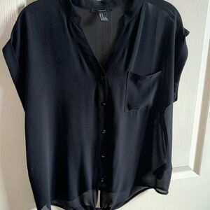 Excellent condition vneck short sleeve,see through buttonup black sizeM